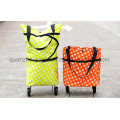 OEM Polyester Fashion Folding Wheel Handle Shopping Bag